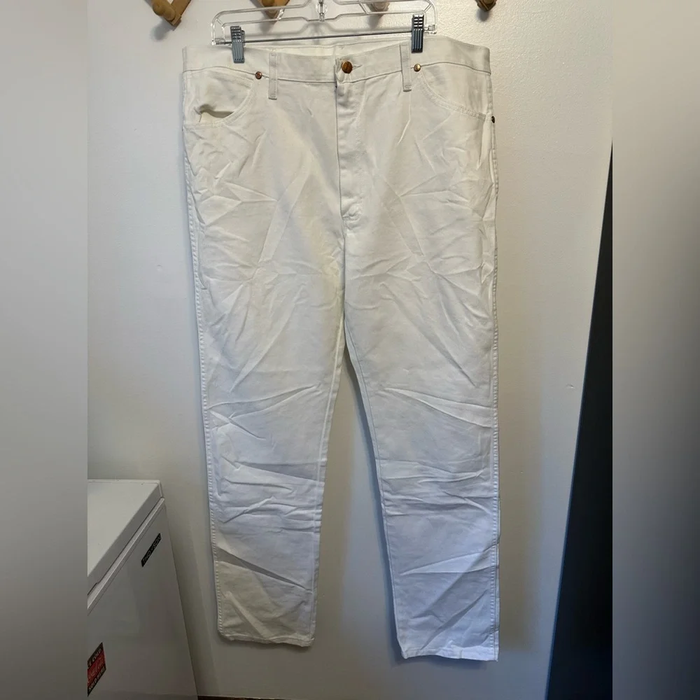 Vintage White Wrangler Cowboy Cut Denim Jeans Western Rodeo NWT 38x36